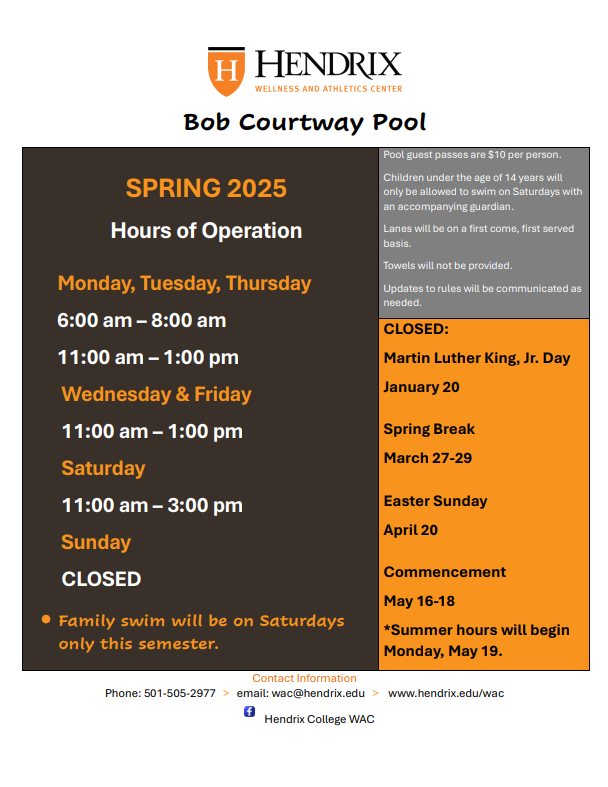 Spring 2025 Pool Hours